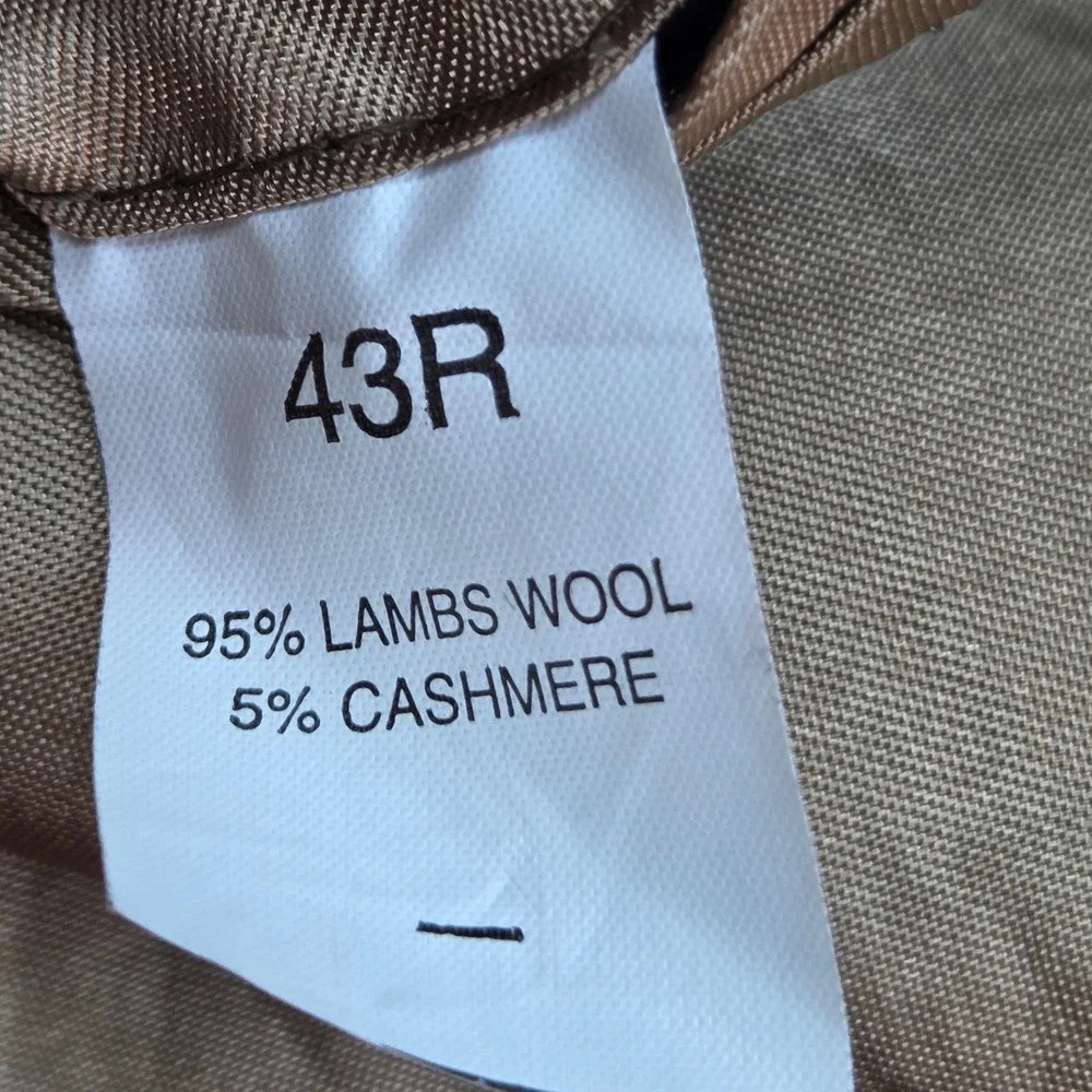 Jos. A. Bank Lambswool Cashmere Sport‎ Coat Mens 43R 2-Button Tweed Blazer Brown